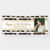 Floral Gold Butterfly elke leeftijd, jouw foto van Spandoek (Horizontaal)