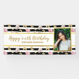 Floral Gold Butterfly elke leeftijd, jouw foto van Spandoek