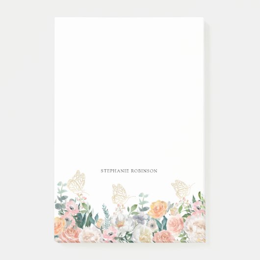 Floral Gold Butterfly Monogram op maat Post-it® Notes (Voorkant)