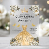 Floral Gold Butterfly Princess Quinceanera Acryl Uitnodigingen