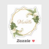 Floral Gold Calla Lilies Girly Naam Geometrisch Sticker (Vel)