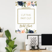 Floral Gold Calligraphy Vrijgezellenfeest Photo Bo Poster (Thuiskantoor)