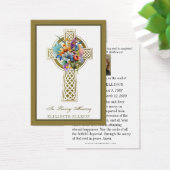 Floral Gold Celtic Cross Funeral Prayer Kaart (Bureau)