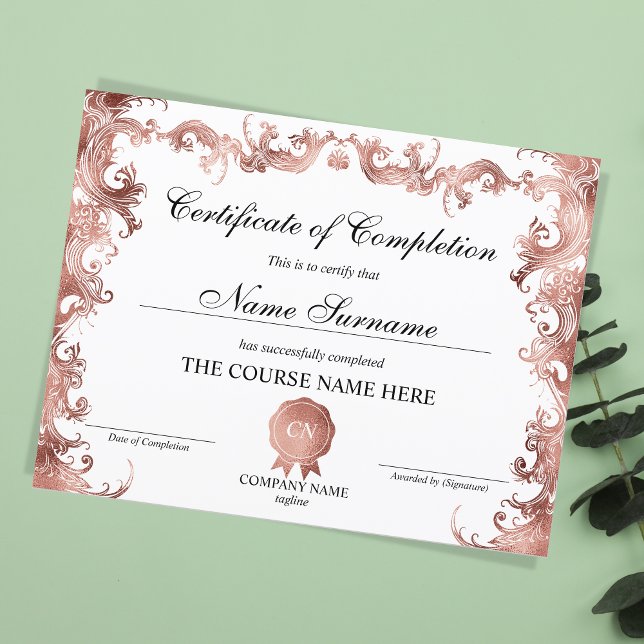 Floral Gold Certificate of Completion Award Cursus (Creator heeft geüpload)