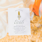 Floral Gold Champagne Flute Bridal Brunch en Bubbl Uitnodiging Briefkaart