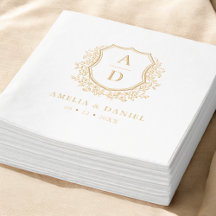 Floral Gold Crest Wedding Monogram