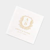 Floral Gold Crest Wedding Monogram Folie Servetten (Links)