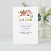 Floral Gold | Details van de bruiloft Informatiekaartje (Staand voorkant)