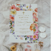 Floral Gold Doop Uitnodiging