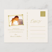 Floral Gold Double Gelukkig Chinees sparen de datu Aankondigingskaart (Achterkant)