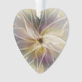 Floral Gold Eggplant Abstract fractal Art Heart Ornament (voorkant)