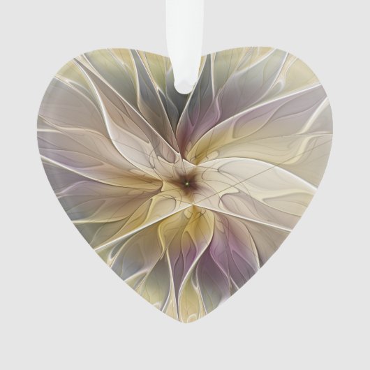 Floral Gold Eggplant Abstract fractal Art Heart Ornament (voorkant)