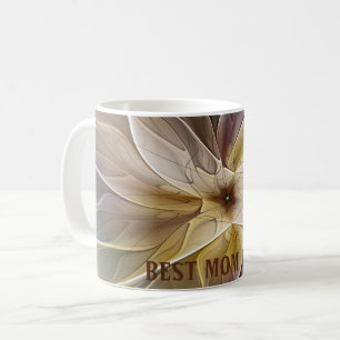 Floral Gold Eggplant Abstract Fractal Best Mama Koffiemok