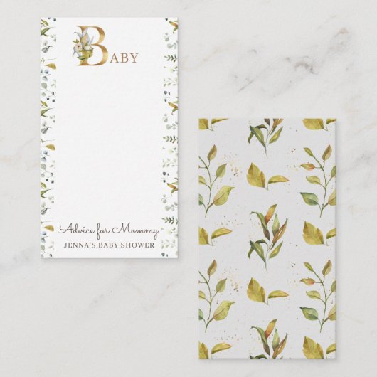 floral gold elegant Baby shower Advies Informatiekaartje (Voorkant / Achterkant)