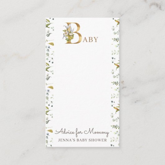 floral gold elegant Baby shower Advies Informatiekaartje (Voorkant)