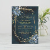 Floral Gold Elegant - F003 Uitnodiging (Staand voorkant)