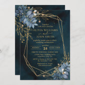 Floral Gold Elegant - F003 Uitnodiging (Voorkant / Achterkant)