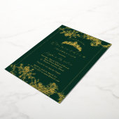 Floral Gold Emerald Quinceanera Folie Uitnodiging (Gedraaid)