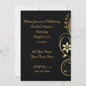 Floral Gold en Black Scroll All Occasion Invitatio Kaart (Achterkant)