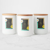 Floral Gold en Blauwgroen Glitter Black Product La Voedselcontainer Etiket (Flessen)