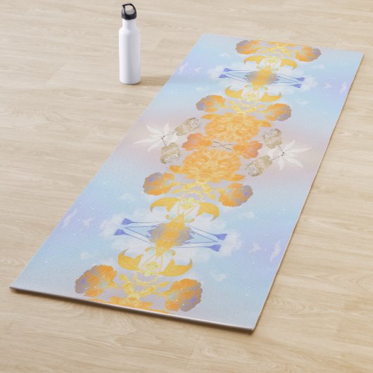Floral Gold en Blue Third Eye totem Yogamat (In situ)