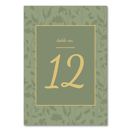 Floral Gold en Sage Green Wedding Kaart (Voorkant)