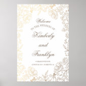 Floral Gold en White Huge Wedding Welcome Sign Poster (Voorkant)