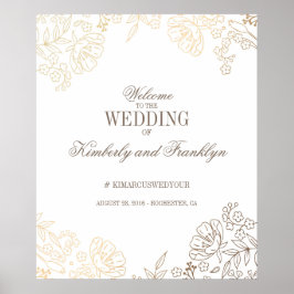 Floral Gold en White Vintage Wedding Welcome Sign Poster