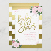 Floral Gold Faux Folie | Baby Shower Kaart (Voorkant / Achterkant)
