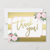 Floral Gold Faux Folie | Dank je Bedankkaart (Voorkant)