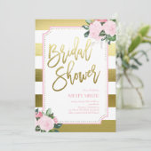 Floral Gold Faux Folie | Vrijgezellenfeest Kaart (Staand voorkant)