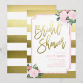 Floral Gold Faux Folie | Vrijgezellenfeest Kaart (Voorkant / Achterkant)