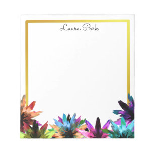 Floral Gold Faux Personalized Cute Girly Notitieblok