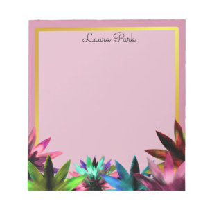 Floral Gold Faux Personalized Cute Girly Notitieblok