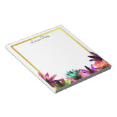 Floral Gold Faux Personalized Cute Girly Notitieblok (Schuin)