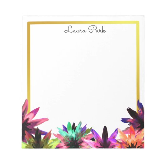 Floral Gold Faux Personalized Cute Girly Notitieblok (Voorkant)