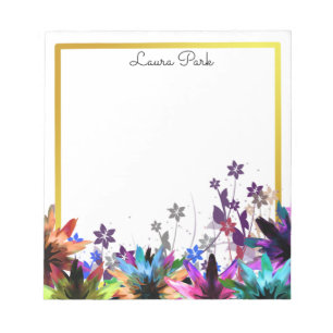 Floral Gold Faux Personalized Cute Girly Notitieblok