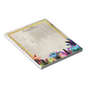 Floral Gold Faux Personalized Cute Girly Notitieblok (Schuin)