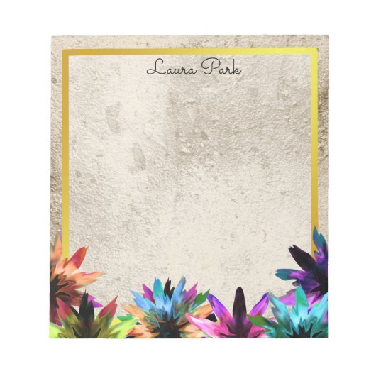 Floral Gold Faux Personalized Cute Girly Notitieblok (Voorkant)