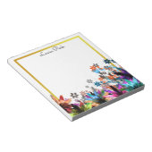 Floral Gold Faux Personalized Cute Girly Notitieblok (Schuin)