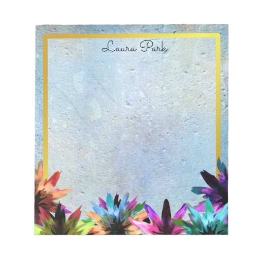 Floral Gold Faux Personalized Cute Girly Notitieblok (Voorkant)