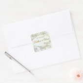 Floral  Gold Fleur Save The Date Wedding Vierkante Sticker (Envelop)