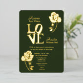 Floral Gold Foil Folie Invitation Folie Uitnodiging (Staand Voorkant)