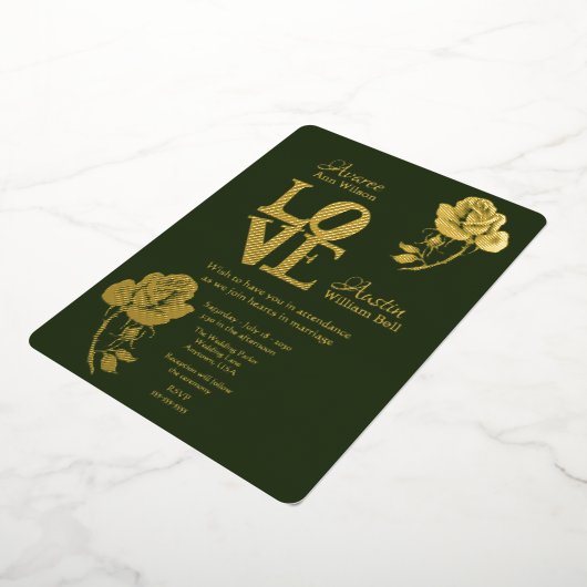 Floral Gold Foil Folie Invitation Folie Uitnodiging (Gedraaid)