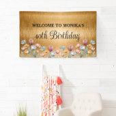 Floral Gold Foil Gelukkige Verjaardag Spandoek (Insitu)