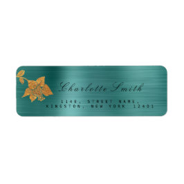 Floral Gold Foil Metallic Blauwgroen tropische RSV Etiket