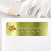 Floral Gold Foil Metallic Mint Green RSVP Etiket (Insitu)