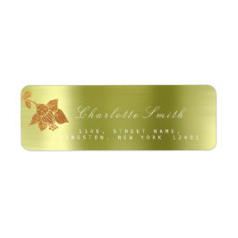Floral Gold Foil Metallic Mint Green RSVP Etiket