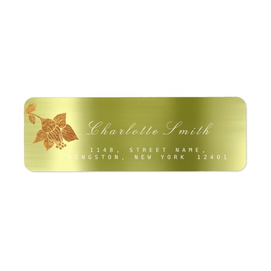 Floral Gold Foil Metallic Mint Green RSVP Etiket (Voorkant)