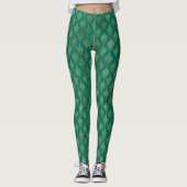  Floral Gold Foil op Kelly Green Leggings (Voorkant)